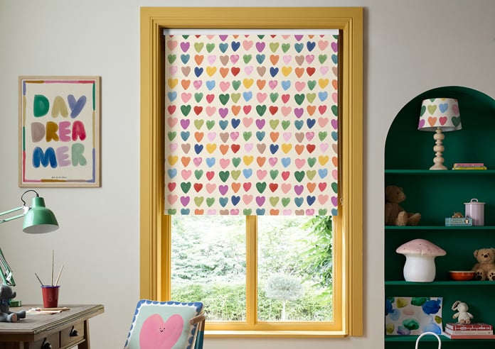 Wee Blue Bell Love Hearts, Multi - Roller Blind - Image 3